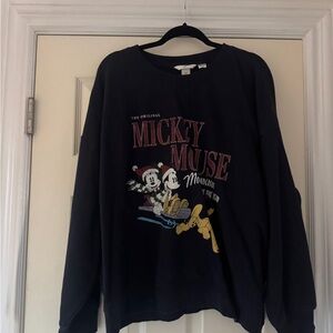 Disney Men's Crewneck Sweater - Navy with Mickey Mouse Design